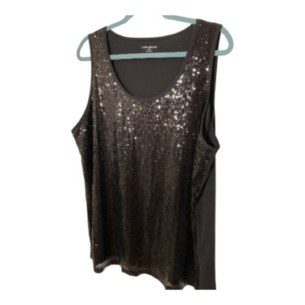 Lane Bryant Black Sequin Tank Top Size 22W Plus Party Evening Glam